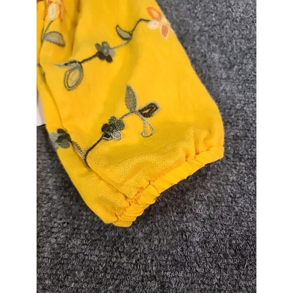 NWT Ana & Rose Women's Boho Blouse Plus XL Yellow Floral Embroidered Peasant - Picture 8 of 9